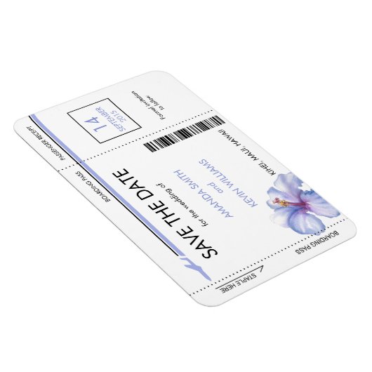 Hibiscus Boarding Pass Bewaar de datum Magneten (Rechterzijde)