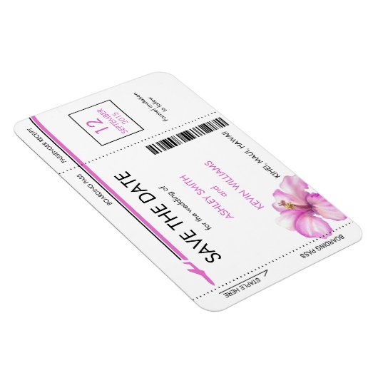 Hibiscus Boarding Pass Bewaar de datum Magneten (Rechterzijde)