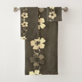 Hibiscus bruin bloemig bad handdoek (Insitu)