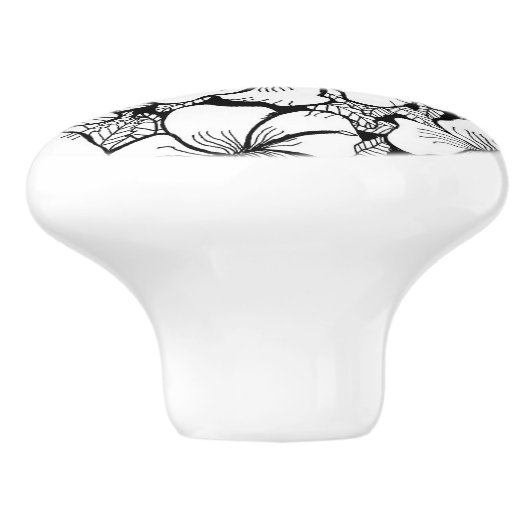 Hibiscus Ceramic Knob Keramische Knop (Zijkant)