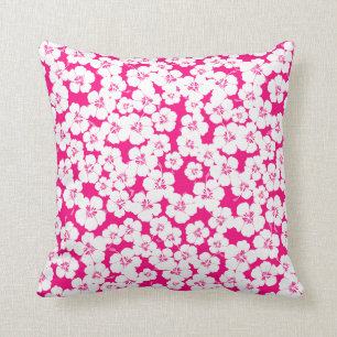 hibiscus cerise en witte schattige meisjes werpen  kussen