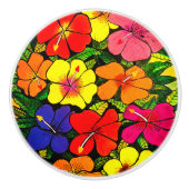 Hibiscus Color Ceramic Knob Keramische Knop (Voorkant)