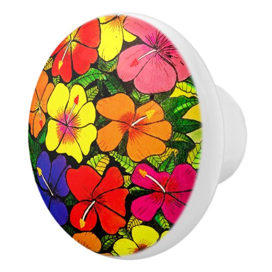 Hibiscus Color Ceramic Knob Keramische Knop (Rechts)