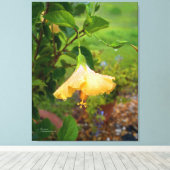 Hibiscus dauwwaterdruppels Ingewikkeld Canvas Afdruk (Insitu (Houten vloer))