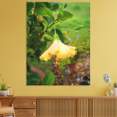 Hibiscus dauwwaterdruppels Ingewikkeld Canvas Afdruk (Insitu (Woonkamer))