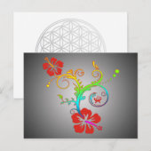 Hibiscus Decor gekleurd Briefkaart (Voorkant / Achterkant)