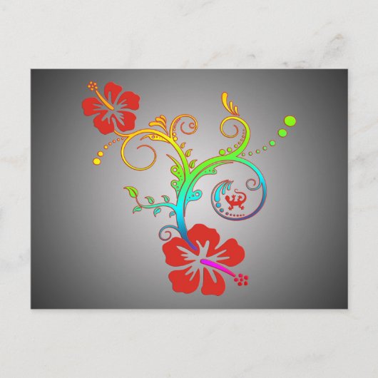 Hibiscus Decor gekleurd Briefkaart (Voorkant)