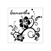 Hibiscus Decor met Gecko + uw achtergrond Rubberstempel (Afrduk)