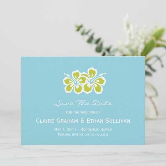 Hibiscus Delight Save The Date Aankondiging (Staand voorkant)