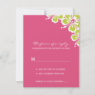 Hibiscus Delight Trouw RSVP Kaart - Azalea -