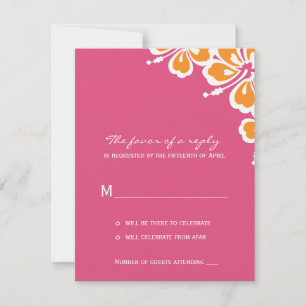 Hibiscus Delight Trouw RSVP Kaart - Azalea -