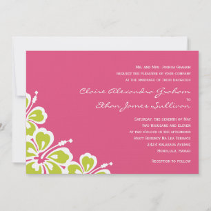 Hibiscus Delight Wedding Invitation - Azalea - Kaart