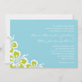 Hibiscus Delight Wedding Invitation - Sky Blue Kaart (Voorkant)