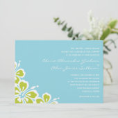 Hibiscus Delight Wedding Invitation - Sky Blue Kaart (Staand voorkant)