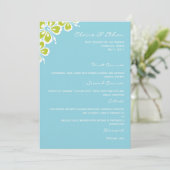 Hibiscus Delight Wedding Menu Card - Sky Blue (Staand voorkant)