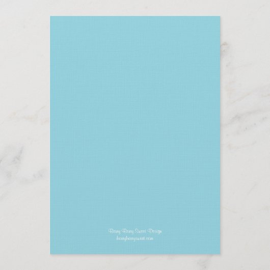 Hibiscus Delight Wedding Menu Card - Sky Blue (Achterkant)