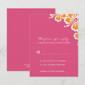 Hibiscus Delight Wedding RSVP Card - Azalea - (Voorkant / Achterkant)