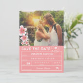 Hibiscus Destination Wedding Bagagelabel Foto Save The Date (Staand voorkant)