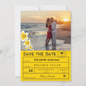 Hibiscus Destination Wedding Bagagelabel Foto Save The Date (Voorkant)