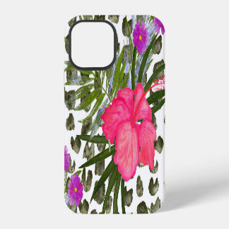 Hibiscus Dier: Waterverf Naadloos Patroon. iPhone 12 Hoesje