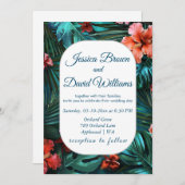 Hibiscus Dream Tropical Wedding Invitation Kaart (Voorkant / Achterkant)