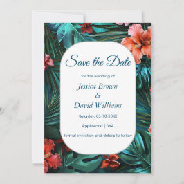 Hibiscus Dream Tropical Wedding Save The Date Kaar Kaart