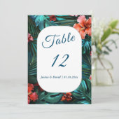 Hibiscus Dream Tropische Trouwtafel Nummer Kaart (Staand voorkant)
