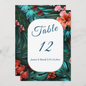 Hibiscus Dream Tropische Trouwtafel Nummer Kaart (Voorkant / Achterkant)