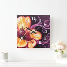 Hibiscus Droom Vierkante Klok