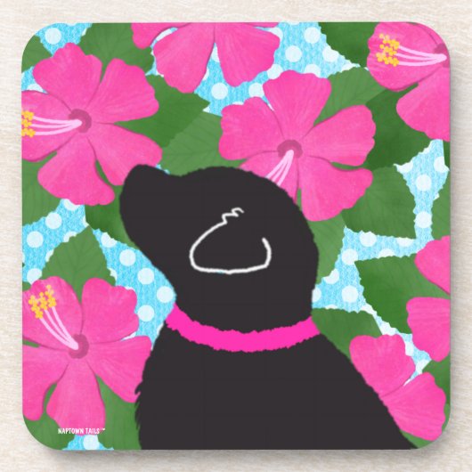 Hibiscus Eiland Black Dog Onderzetter Set (Voorkant)