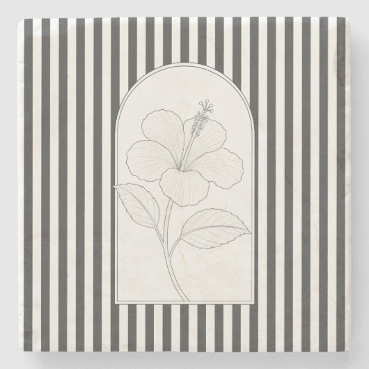 Hibiscus Elegant Bloem Botanisch Stenen Onderzetter (Voorkant)