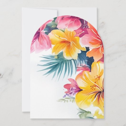 Hibiscus Elegante Tropische Bestemming Trouwen Kaart (Achterkant)