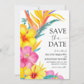 Hibiscus Elegante Tropische Bestemming Trouwen Save The Date (Voorkant)