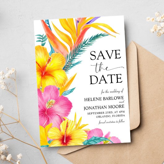 Hibiscus Elegante Tropische Bestemming Trouwen Save The Date