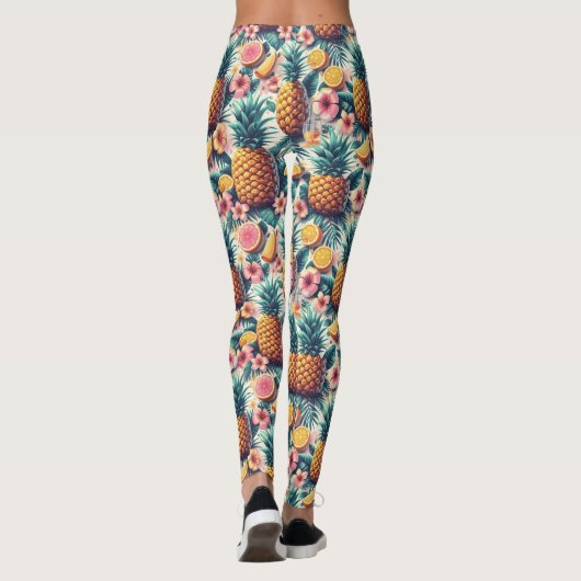 Hibiscus en ananas leggings (Achterkant)