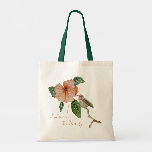 Hibiscus en Bird Embrace The Beauty Canvas tas (Achterkant)