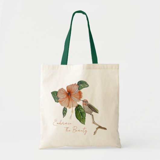 Hibiscus en Bird Embrace The Beauty Canvas tas (Voorkant)