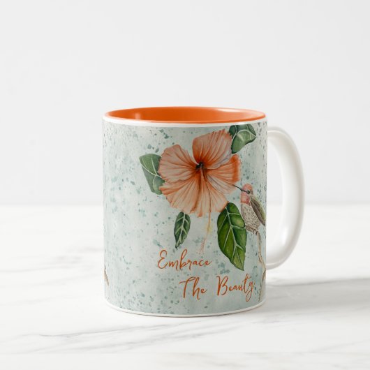 Hibiscus en Bird Embrace The Beauty Floral Mok (Voorkant rechts)