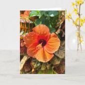 Hibiscus en Croton Kaart (Gele Bloem)