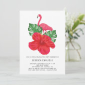 Hibiscus en Flamingo Graduation Party Invitation Kaart (Staand voorkant)