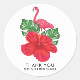 Hibiscus en Flamingo Tropical Dank je Sticker