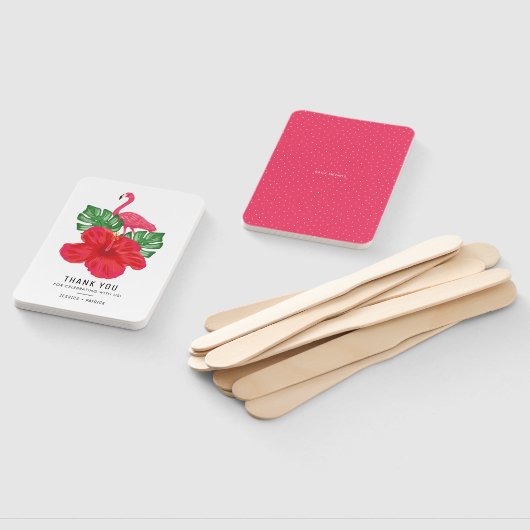 Hibiscus en Flamingo Wedding Dank je wel Fan Handwaaier (Niet-gemonteerd)