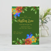Hibiscus en Hulst Kerst Kantoor Feest Uitnodiging (Staand voorkant)