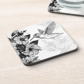 Hibiscus en kolibrie bier onderzetter (Linkerzijde)