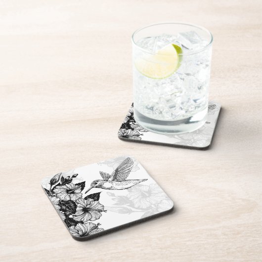 Hibiscus en kolibrie bier onderzetter (Rechterzijde)