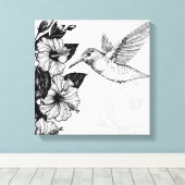 Hibiscus en kolibrie canvas afdruk (Insitu (Houten vloer))