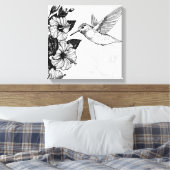 Hibiscus en kolibrie canvas afdruk (Insitu (Slaapkamer))