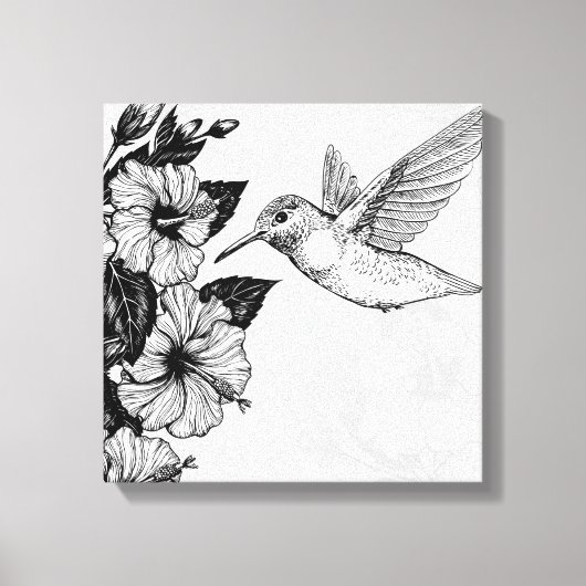 Hibiscus en kolibrie canvas afdruk (Voorkant)