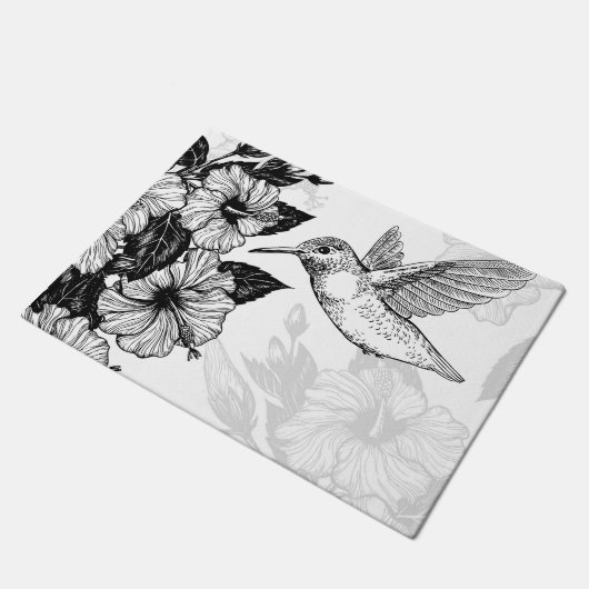 Hibiscus en kolibrie deurmat (Schuin)