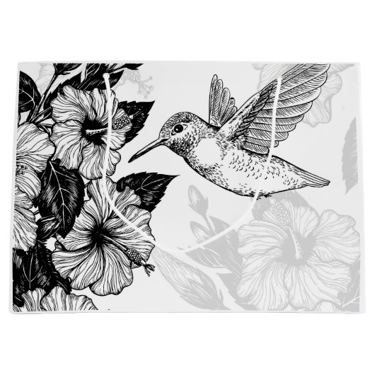 Hibiscus en kolibrie groot cadeauzakje (Voorkant)